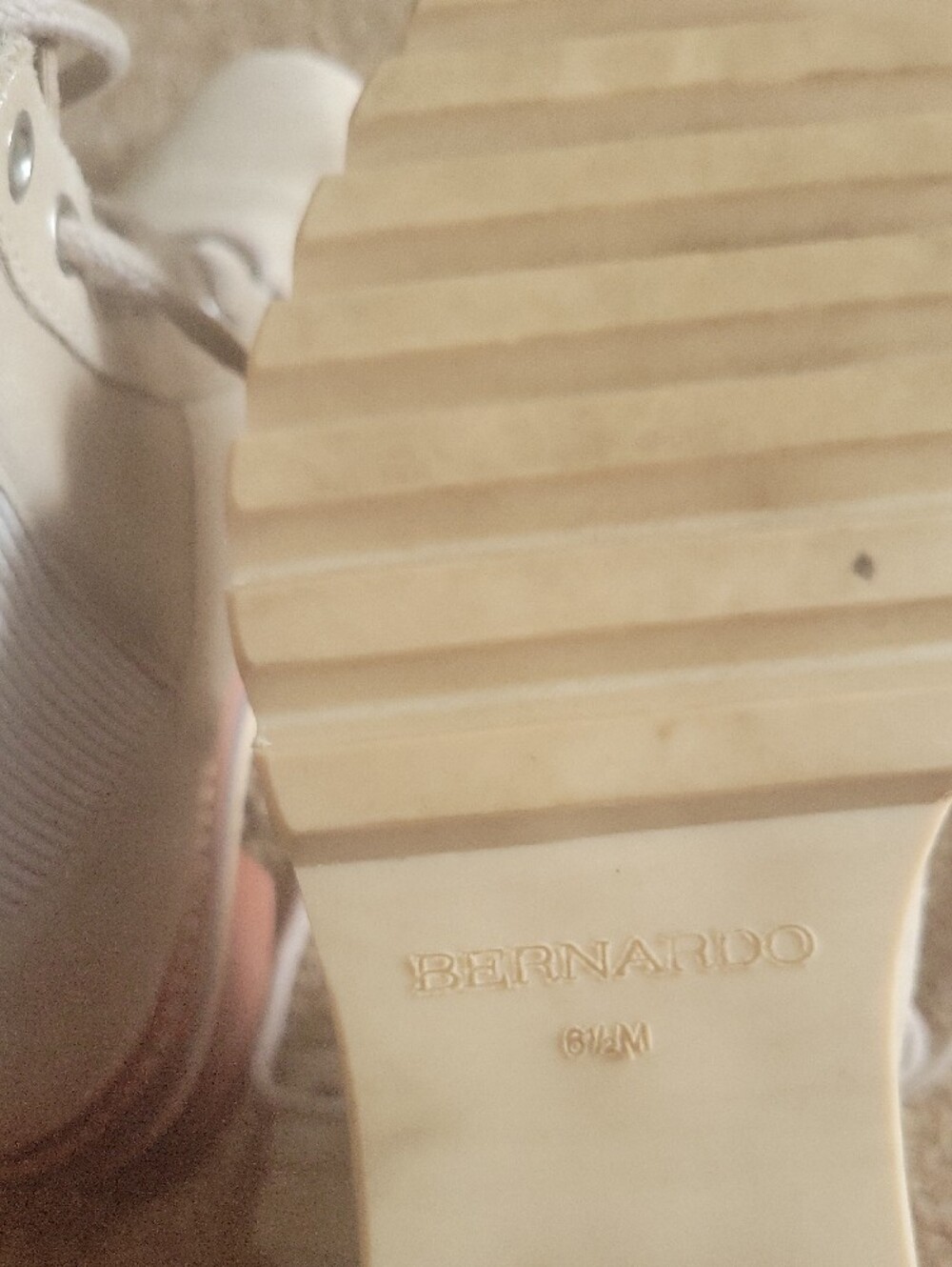 Bernardo Beige Lace-Up Chunky Heel Ankle Boots - Picture 6 of 6